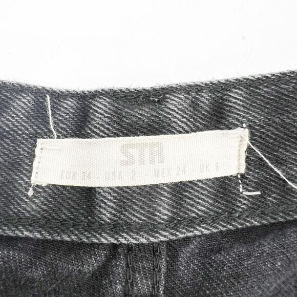 STR Black Denim Cargo Straight Leg Jeans 2 - Picture 4 of 5